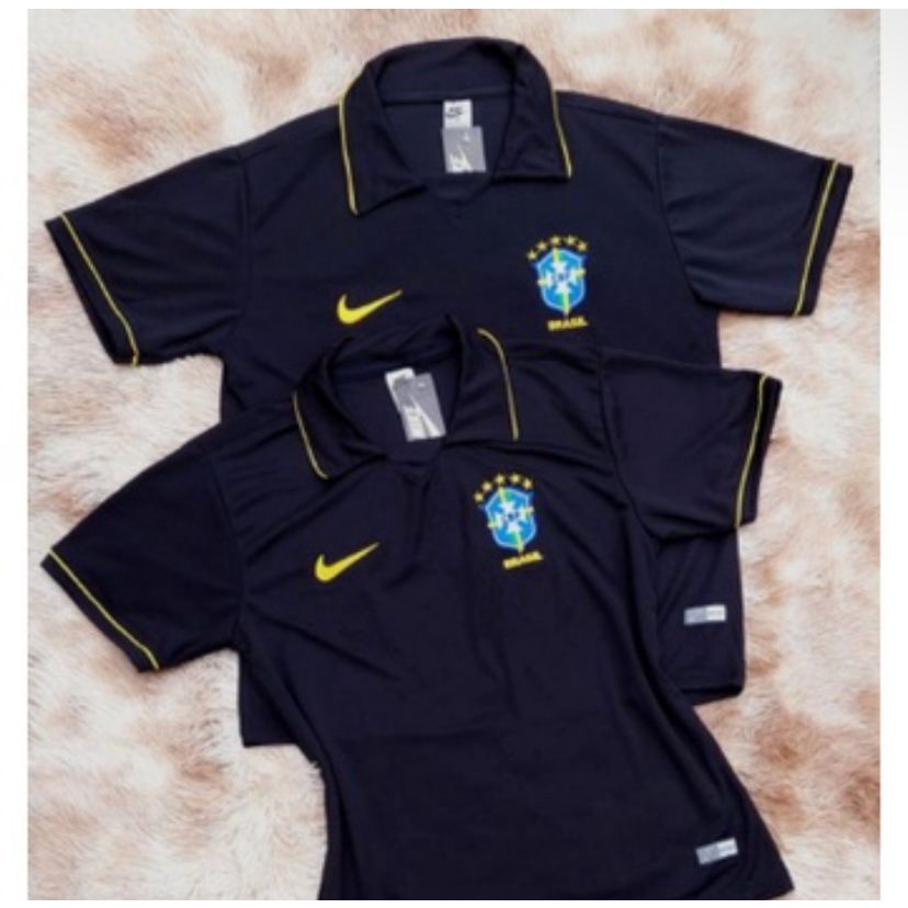 Kit Casal Com 2 Camisas Do Brasil Branca /sem Gola Polo/ Dia Copa