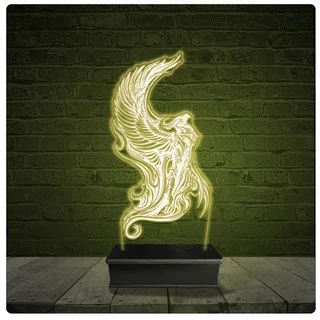 Led Luminária Acrílico Abajur - Fênix Pássaro Tattoo