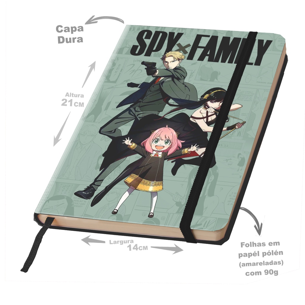 Caderno SKETCHBOOK ou anotações SPY x FAMILY 21x14cm