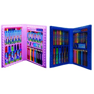 Kit Estojo Material Escolar Infantil Para Pintura Maleta Com 48 Peças