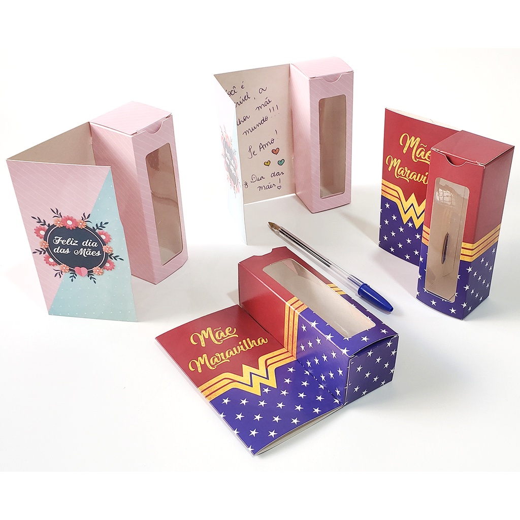 30 Caixas com Cartão de mensagem acoplado para 3 a 4 doces especial do Dia Das Mães em Oferta na Shopee