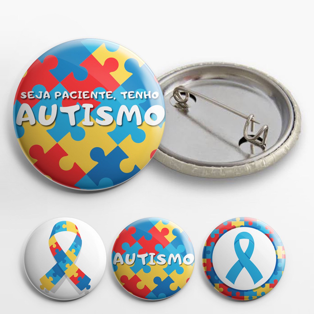 Bottons Autismo - 5 Bottons ( Abril Azul conscientização autista ) broche alfinete boton bottom button pin
