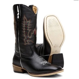 Bota Texana Country Masculina Salto Carrapeta 100% Couro