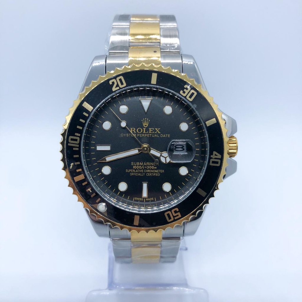 relogio rolex masculino submariner misto prata/dourado fundo preto ...