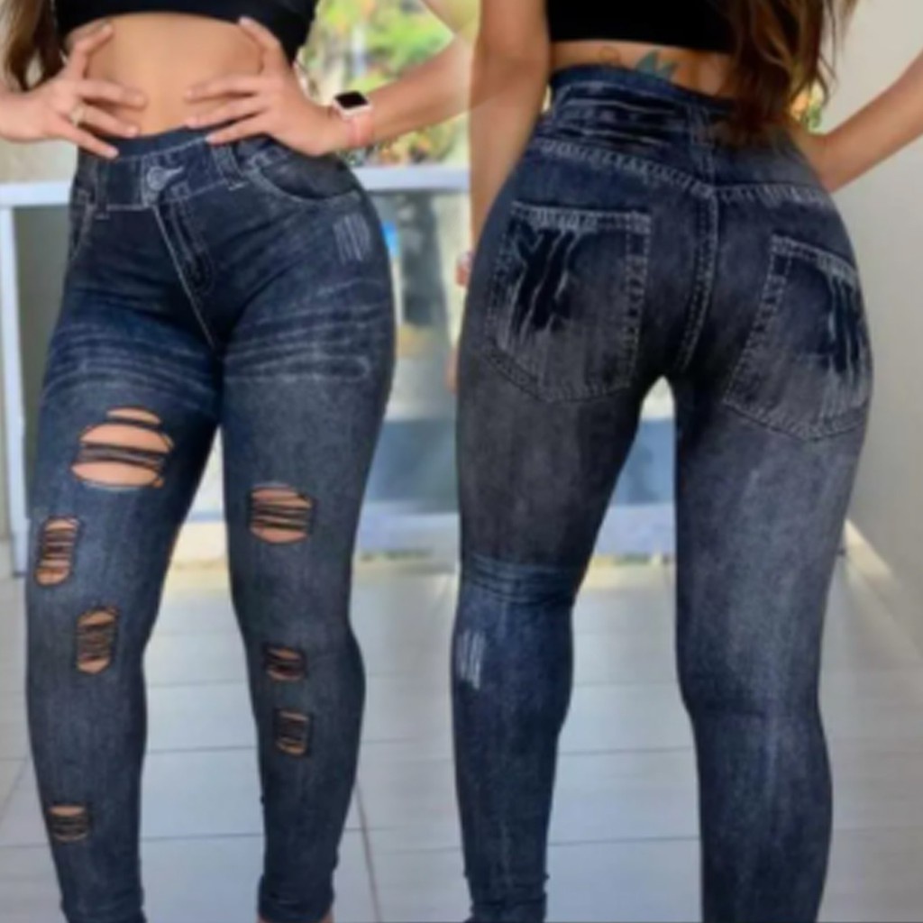 Preços baixos em Calça Legging Jeans Tamanho Único Para Mulheres