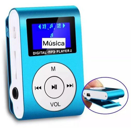 Mini Mp3 Player + Cabo Carregador V3 - Cartão sd 8GB (aproximadamente 1.500  músicas) em Promoção na Americanas