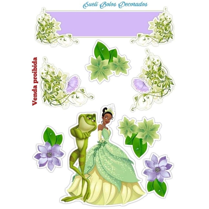 Topo De Bolo Topper A PRINCESA E O SAPO Cortado Colado Envio Imediato ...