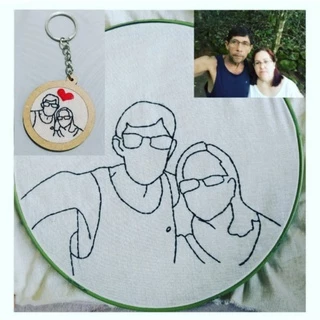Bordado a Partir de uma foto, Frases, desenhos... 21 Centímetros, Casal, Família, Pet