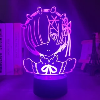 Anime Rem Re Zero Figura Noite Luz Led Sensor De Toque Mudança De Cor Do Bebê Nightlight Para O Quarto Decoração Mesa 3d Lâmpada Manga Presente