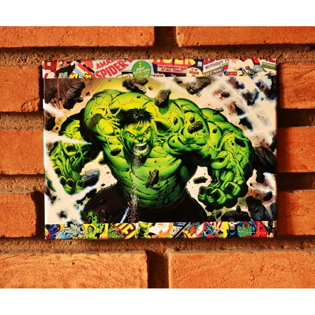 Quadro Canvas The Incredible Hulk Quadrinhos Marvel 40x40cm - Zona