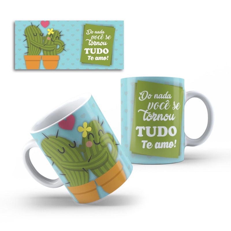 Caneca personalizada porcelana Do nada se tornou tudo te amo dia dos ...