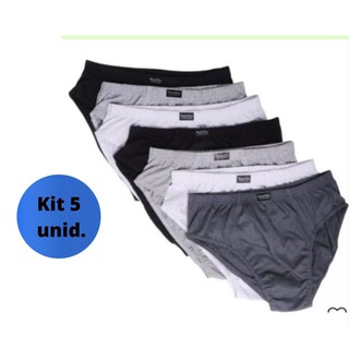 Kit com 5 Cuecas Adulto Básica Modelo tradicional comum - SLIP 100% Algodão