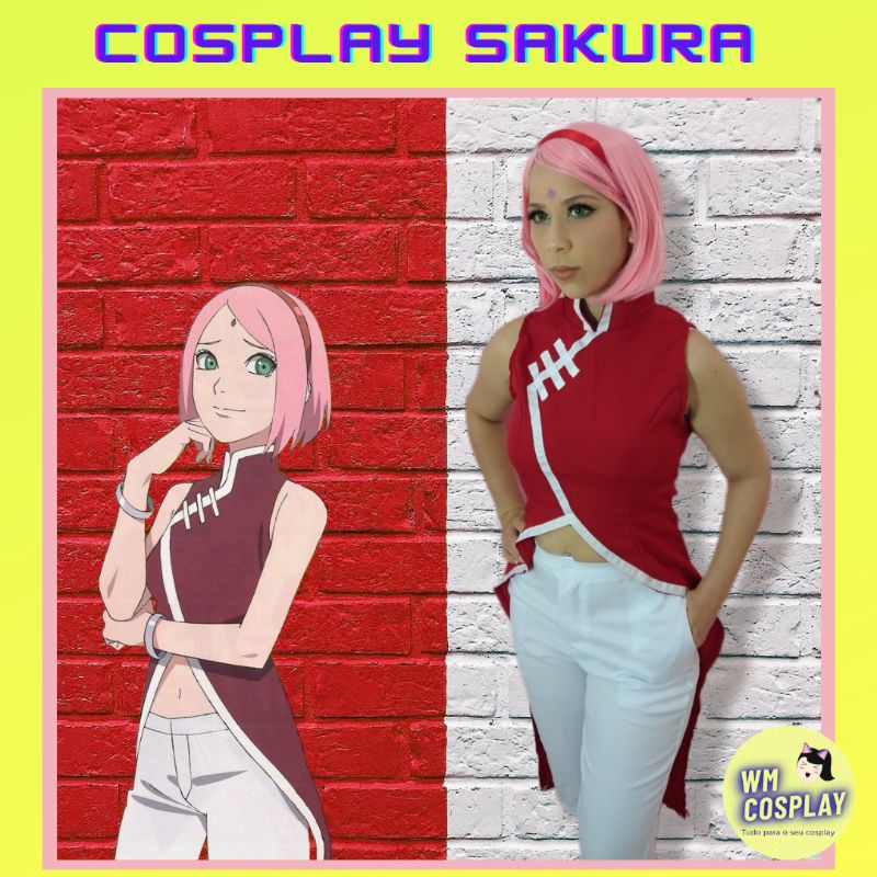 cosplay sakura haruno infantil anime naruto clássico fantasia original