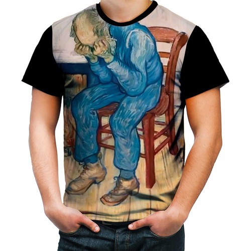 Camiseta Homem Velho Com A Cabeça Em Suas Mãos Van Gogh | Shopee Brasil