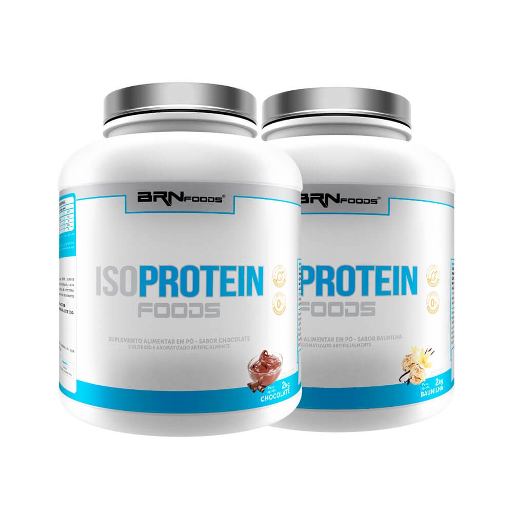 Kit 2x Whey Protein Isolado Iso Protein 2kg - BRNFOODS Suplemento em pó para academia e fitness