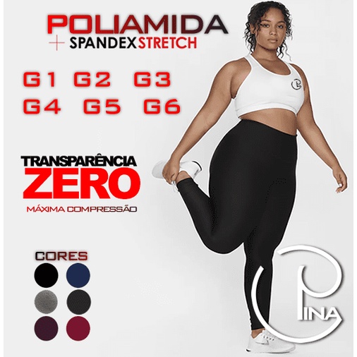 Legging Plus Size G1 G2 G3 G4 G5 G6 Leg Plus Legue Plus Feminina Poliamida  Spandex PINA Fitness