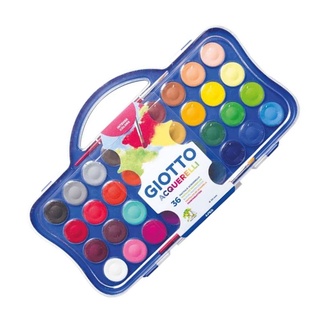 Aquarela Escolar em Pastilha GIOTTO 30mm c/ 36 cores + 2 Pincéis