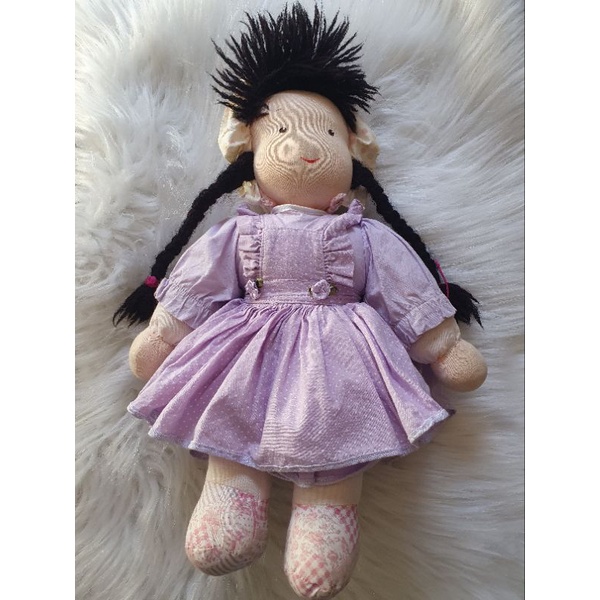 Boneca de Pano Vestido Roxo Xadrez - Fofy Toys - Button Shop