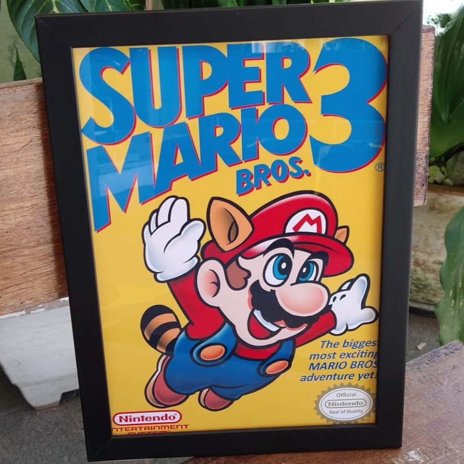 Poster Quadro Moldura Jogo Super Mario Bros Bit 32x23cm #12
