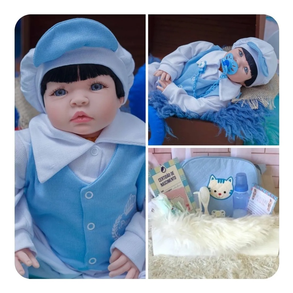 Roupa para Boneca - Bebê Reborn - Laura Baby - Monkey - Azul
