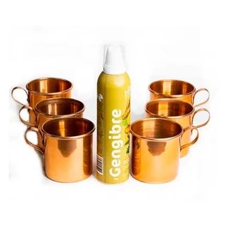 Kit Moscow Mule com Espuma Sabor Gengibre + 6 Canecas para Coquetéis e Drinks