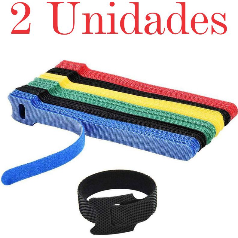 Kit 2 - Organizador de Cabos Fios Velcro Abraçadeira Prendedor - Cabos Celular