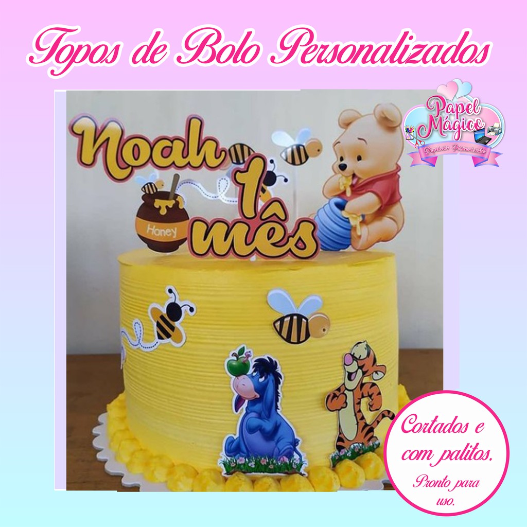 24 Peças Topo E Topo De Bolo Com Desenho Ursinho Pooh E Decorações