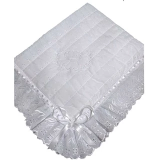 manta para bebe branca bordada matelada e forrada