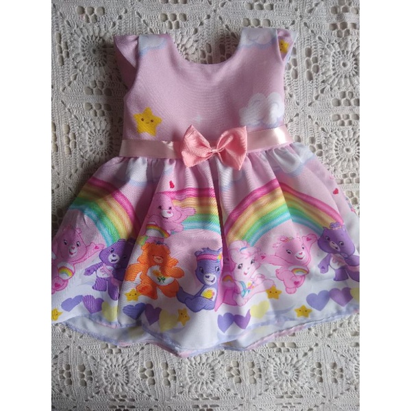 Vestido Infantil Ursinhos carinhosos rosa bebê