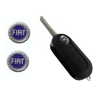 Emblema Resinado Adesivo Para Chave Canivete Fiat Azul 2unid