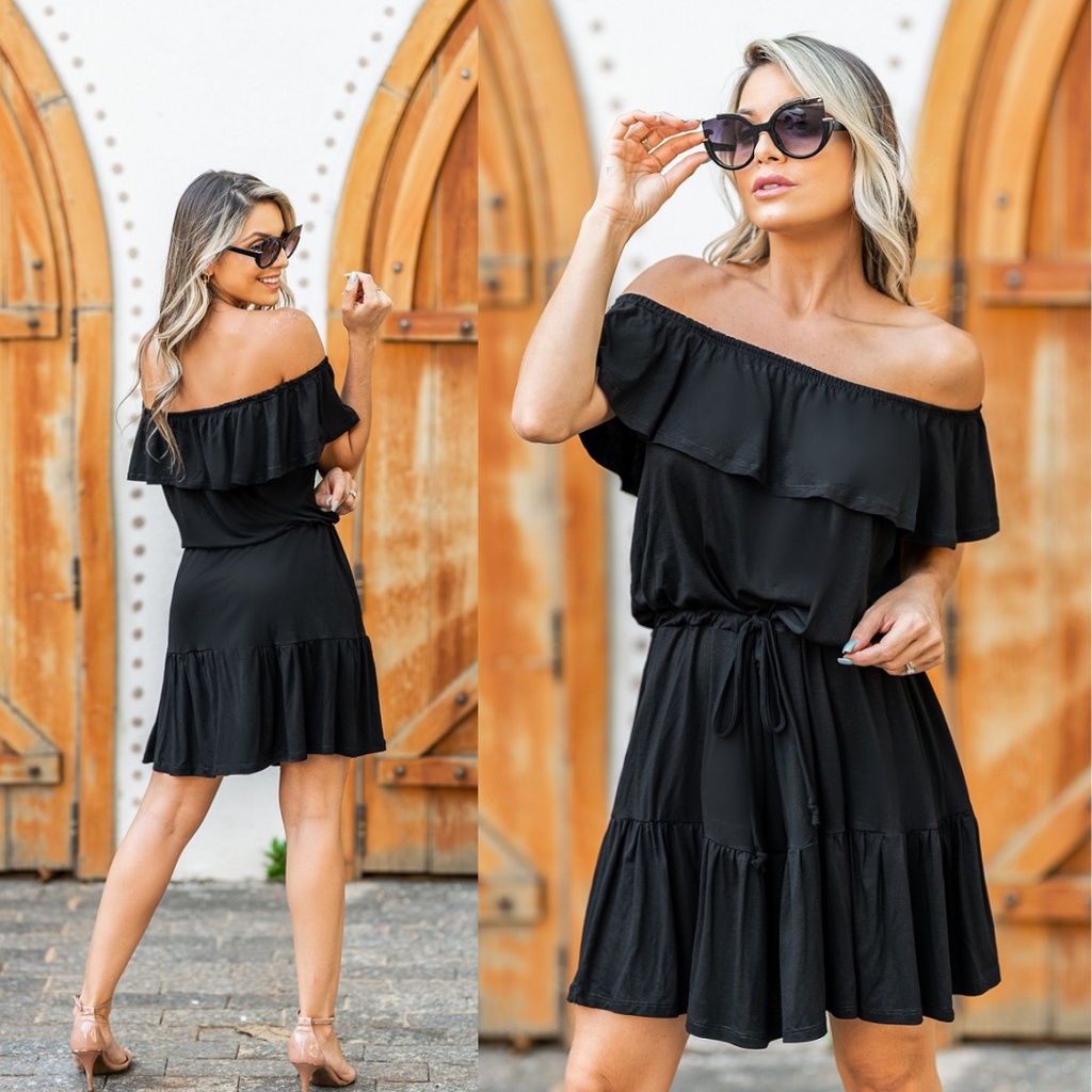 Vestido Curto Cigana Ciganinha Babado Rodado Ombro a Ombro | Shopee Brasil