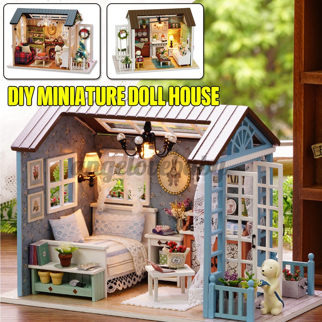 DIY MINI Doll House Miniature DIY Dollhouse With Furnitures Wooden House  Waiting Time Toys For Children Birthday Gift C007