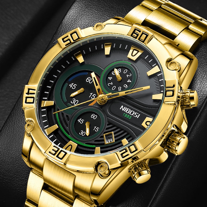 NIBOSI Novo Relógio Para Homens De Quartzo De Luxo Cronógrafo Analógico Esportivo À Prova D'água Pulso