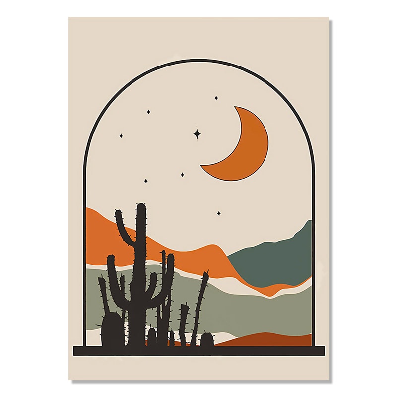 Cactus And Moon Painting good