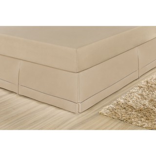 Saia ponto palito Para Cama Box Casal Queen Algodao Caqui