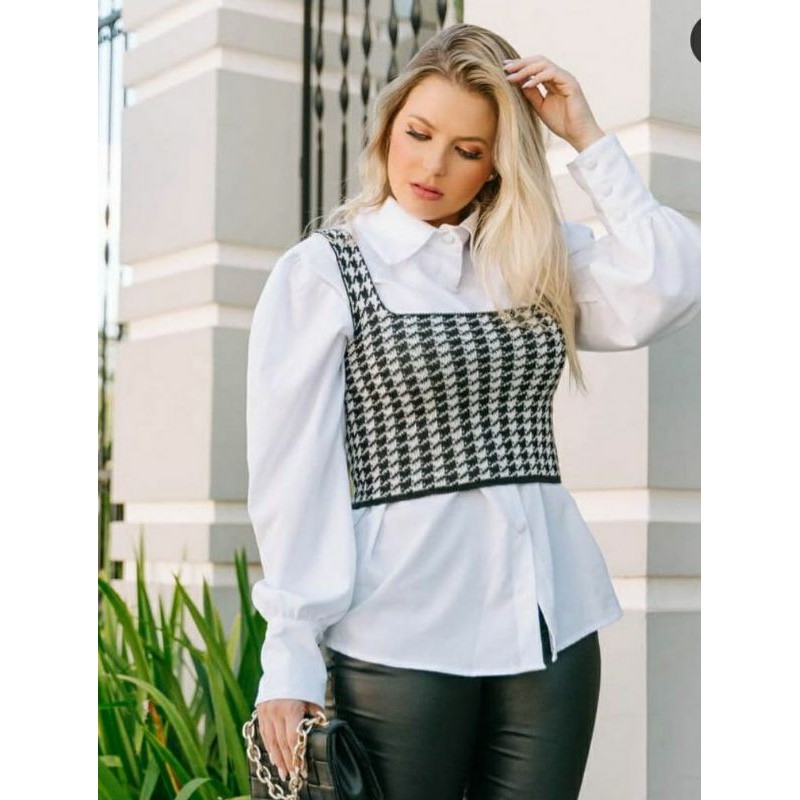 Blusa Cropped Xadrez