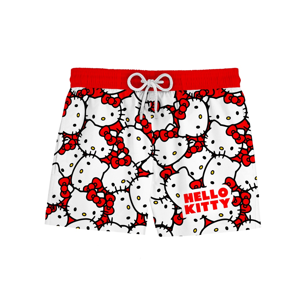 Short Bermuda Praia Masculino Hello Kitty Vermelho Gatinho Cat Full REF 222