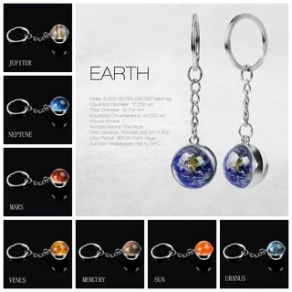 Sistema Solar Planeta Porta-Chaves Galáxia Nebulosa Espaço Lua Terra Sol Marte Imagem Bola De Vidro Duplo Lado Jóias
