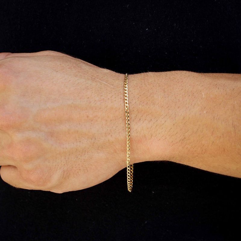 Pulseira Grummet Masculina Fina Banhado a Ouro 18K Folhado Dourado