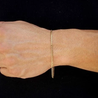 Pulseira Grummet Masculina Fina Banhado a Ouro 18K Folhado Dourado