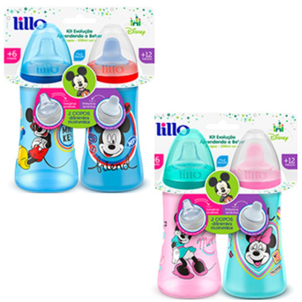 Kit Com 2 COPOS COLORS DISNEY 300ml 6 12 Meses Lillo Shopee Brasil