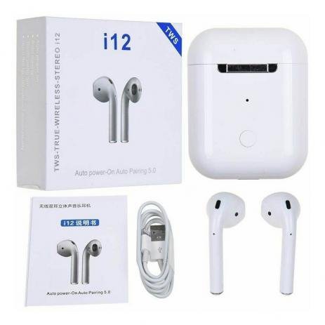 Fone De Ouvido Sem Fio Bluetooth 5.0 I12 Branco Basike Original