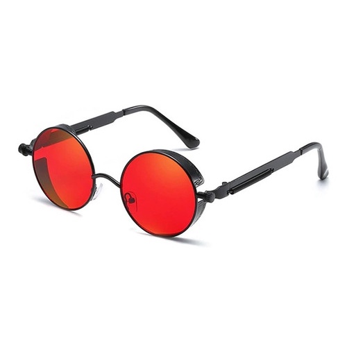 Óculos De Sol Redondo Vermelho Masculino Feminino Proteção Alok