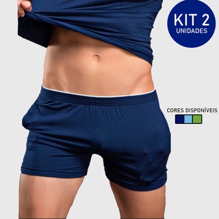 Cueca Samba Canção com Bolso KIT 2 Micro Dormir Pijama Masculino