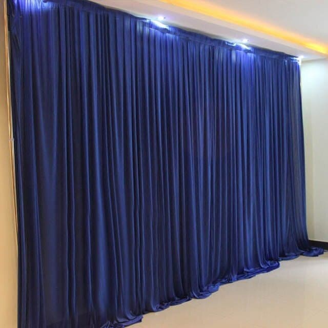 Malha Cortina Azul Marinho Para Teatro Tensionada Com Acabamento 05 Mtos