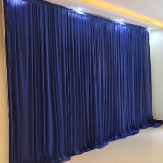 Malha Cortina Azul Marinho Para Teatro Tensionada Com Acabamento 05 Mtos