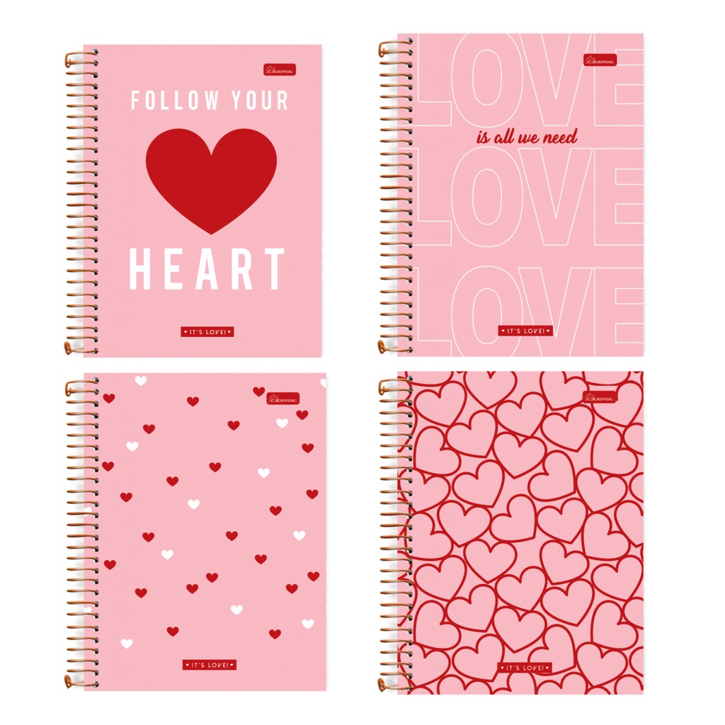 Caderno Colegial 10 matérias Capa Dura Its Love - Cadersil