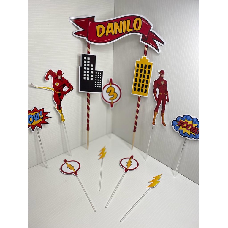 Topper de Bolo Personalizado para Aniversário - Flash | Shopee Brasil