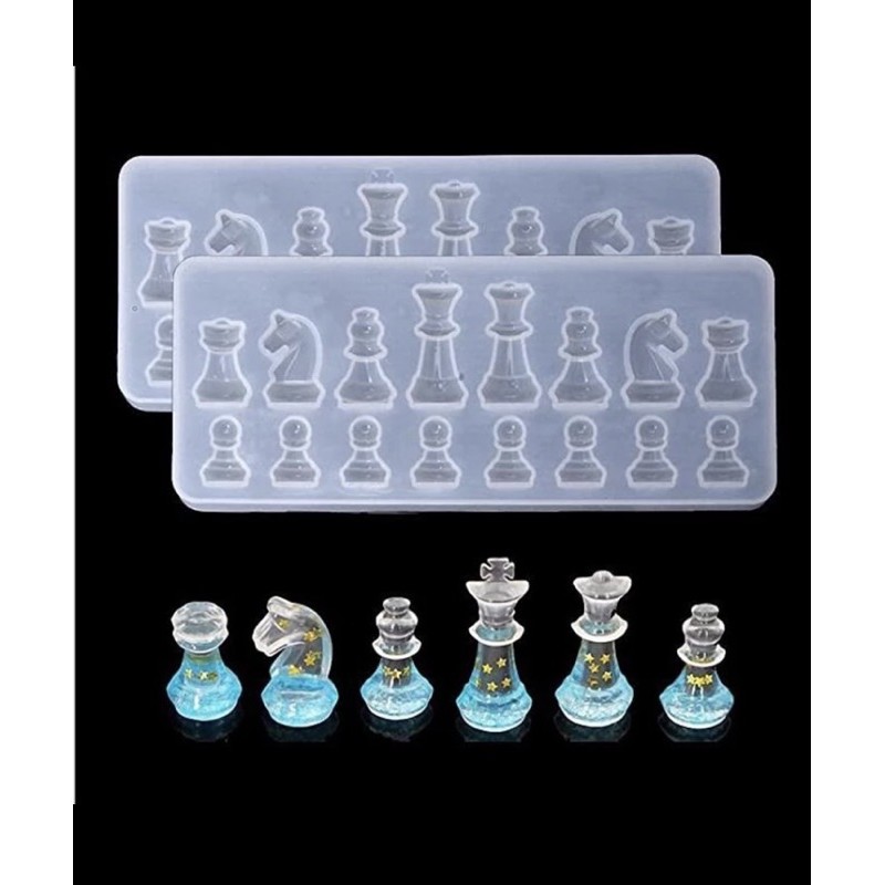 PLAFOPE 1 Conjunto Molde De Xadrez Moldes De Silicone Para Placa Hess Moldes  De Peças De Xadrez Moldes De Xadrez Faça Você Mesmo Kit Cristal Trabalhos  Manuais Epóxi Branco Gel De Sílica