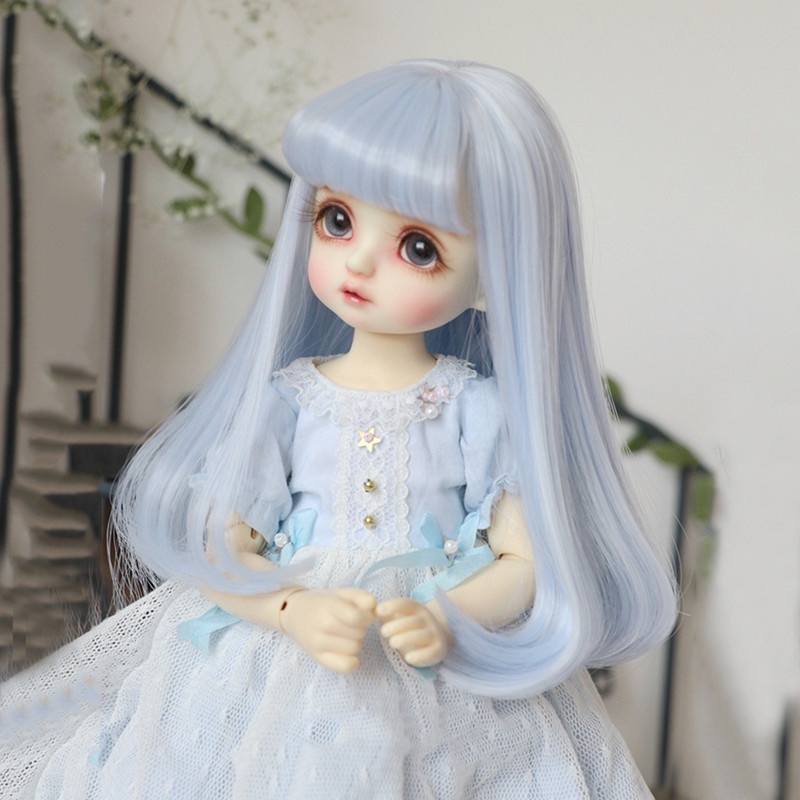 Ligth marrom cor anime estilo peruca para 1/3 bjd bonecas kawaii